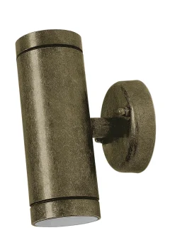 Außenwandlampe Echt-Messing Glas GU10 IP44 16,5 cm hoch