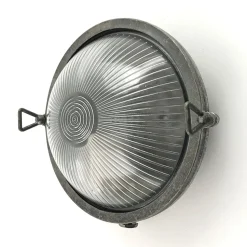 Außenwandlampe Echt-Messing Glas E27 IP64 Zinn rund