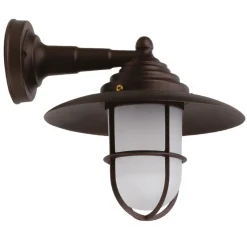 Außenwandlampe Echt-Messing Glas B: 26 cm IP43 E27 Maritim