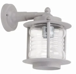 Außenwandlampe Echt-Messing Glas E27 IP23 H: 24 cm Grau