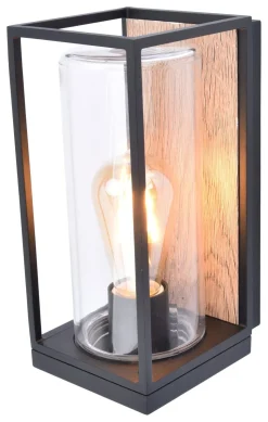 Außenwandlampe Glas Aluminium Natur Schwarz E27 IP44