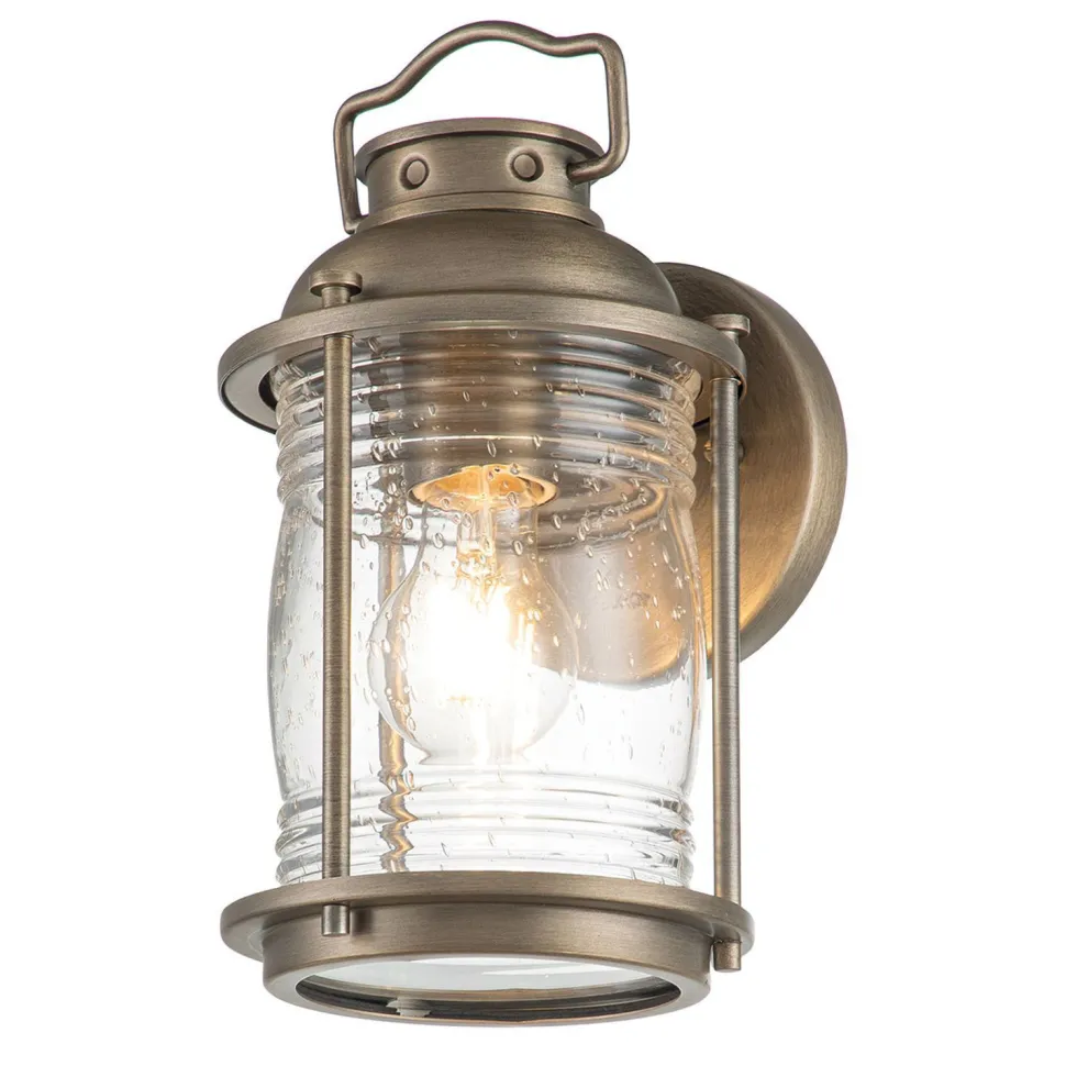 Außenwandlampe Glas Aluminium E27 IP44 H: 27,8 cm Vintage