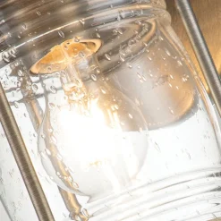 Außenwandlampe Glas Aluminium E27 IP44 H: 27,8 cm Vintage