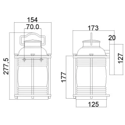 Außenwandlampe Glas Aluminium E27 IP44 H: 27,8 cm Vintage