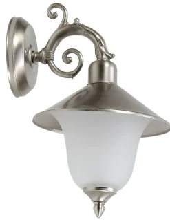 Außenwandlampe Glas Messing in Nickel Weiß Hof