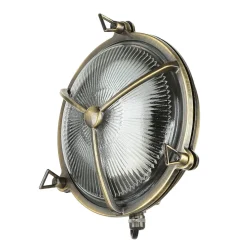 Außenwandlampe Glas Messing Haus rund rostfrei