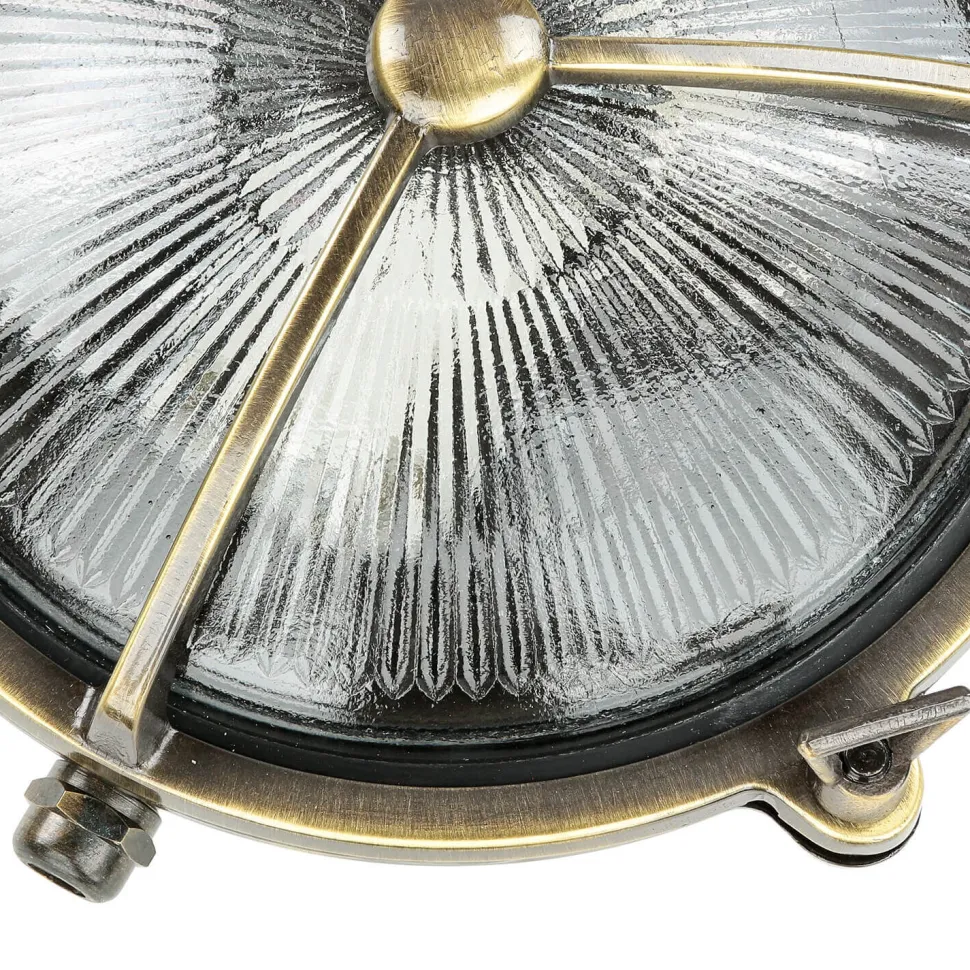 Außenwandlampe Glas Messing Haus rund rostfrei