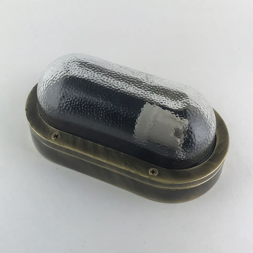 Außenwandlampe Glas Messing massiv E27 IP64 B: 23 cm