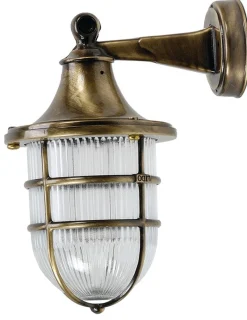 Außenwandlampe Glas Messing Maritim IP64 Terrasse