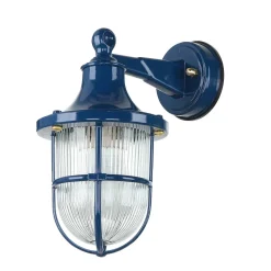 Außenwandlampe IP64 Blau Glas Messing Maritim E27
