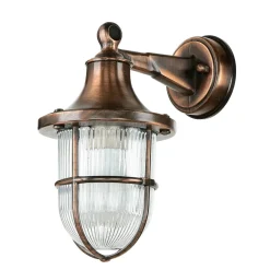 Außenwandlampe IP64 in Kupfer antik Glas Messing E27