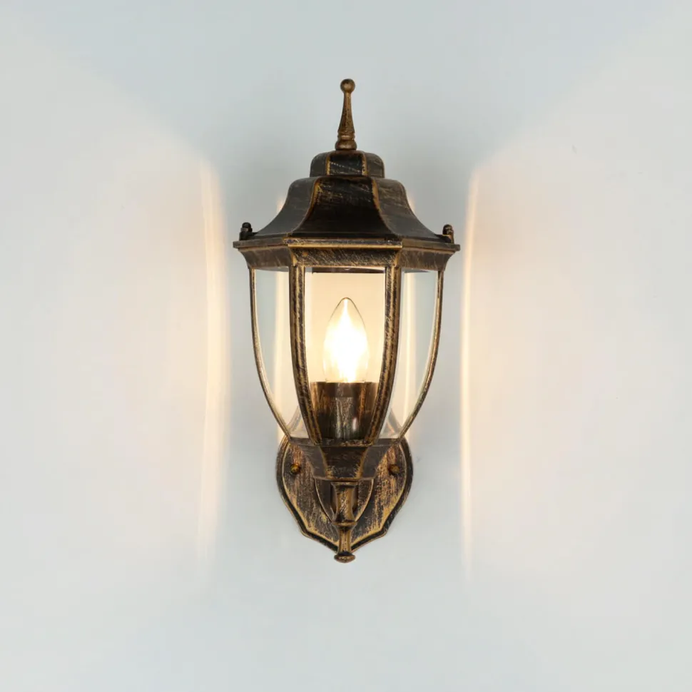 Außenwandlampe LYON Schwarz Kupfer E27 Rustikal