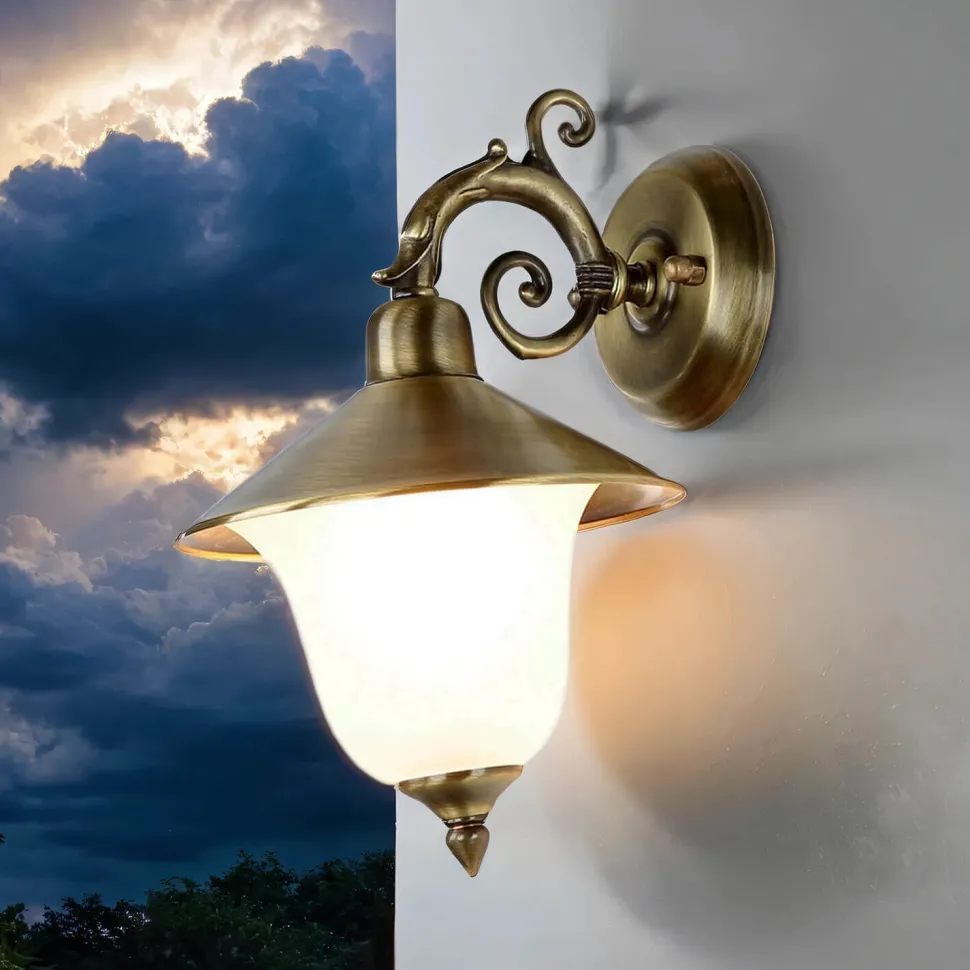 Außenwandlampe Messing Glas Haus Hof Rustikal