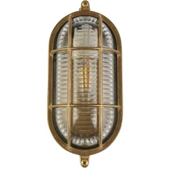 Außenwandlampe Messing Glas IP64 E27 Maritim H: 23,5 cm