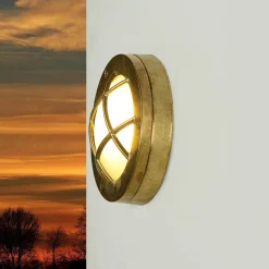 Außenwandlampe Messing Maritim rund Terrasse Haus