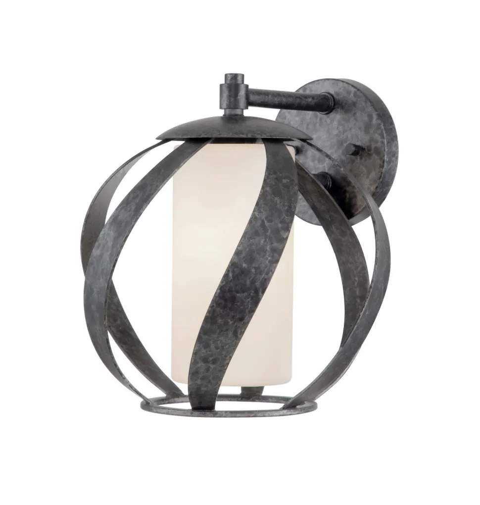 Außenwandlampe Metall Glas E27 IP44 H: 28,2 cm dekorativ