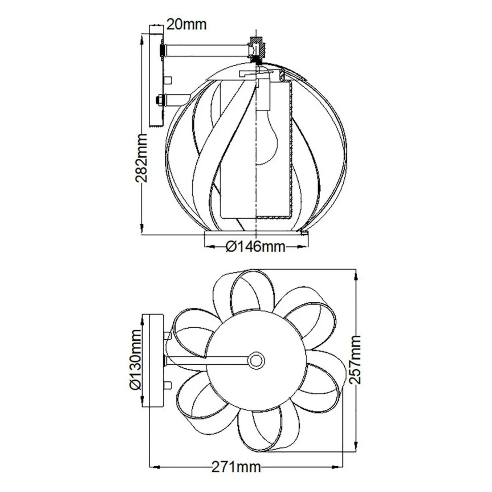 Außenwandlampe Metall Glas E27 IP44 H: 28,2 cm dekorativ