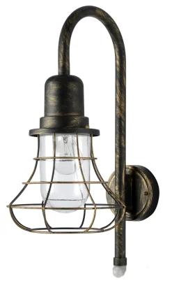 Außenwandlampe Metall Retro IP44 H:54,4 cm Braun-Gold