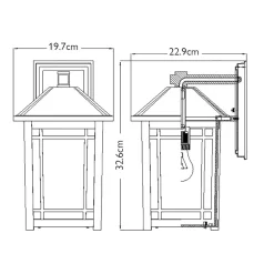 Außenwandlampe Rustikal H: 32,6 cm IP44 Schwarz