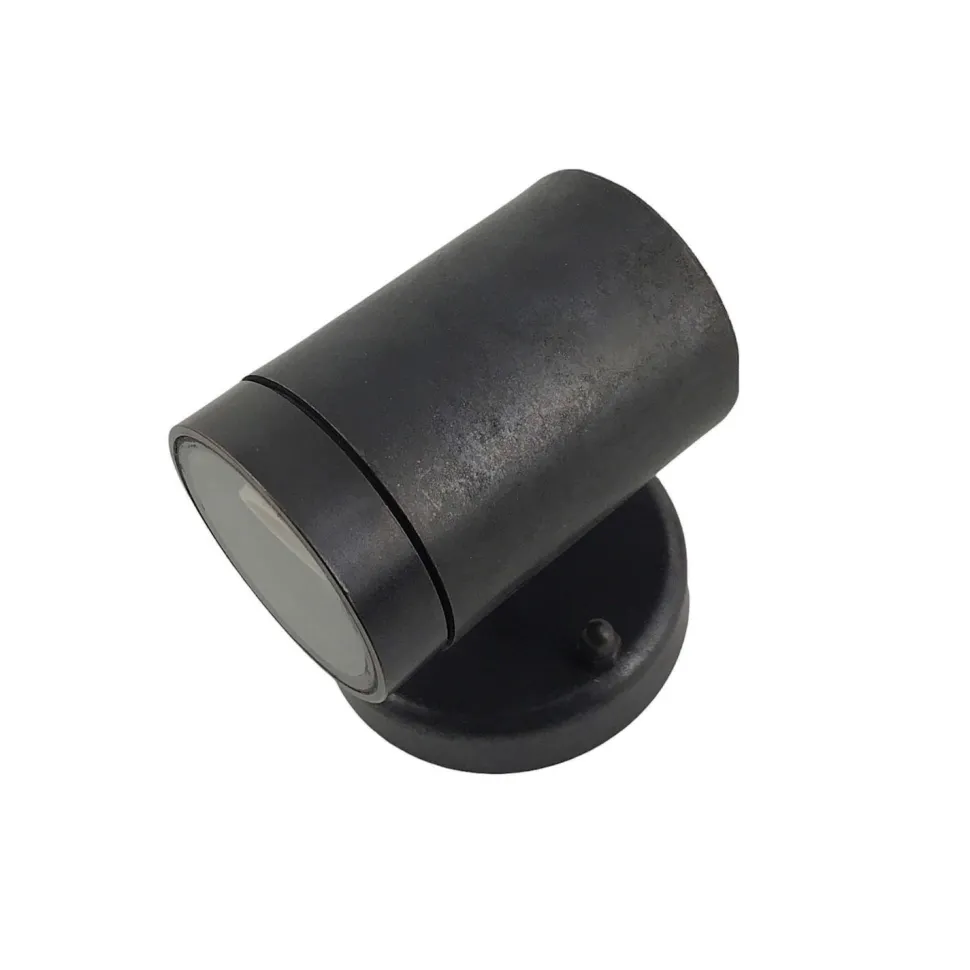 Außenwandlampe Schwarz antik GU10 IP64 H: 10 cm Messing Glas