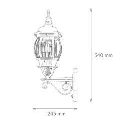 Außenwandlampe Schwarz E27 H: 54 cm Rustikal Glas Alu