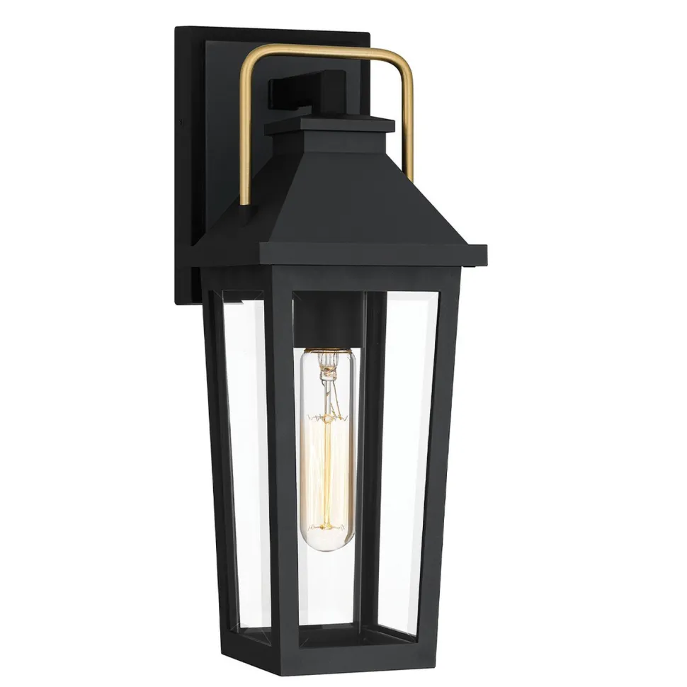 Außenwandlampe Schwarz E27 IP44 H: 37 cm Rustikal
