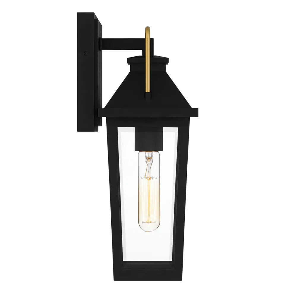 Außenwandlampe Schwarz E27 IP44 H: 37 cm Rustikal