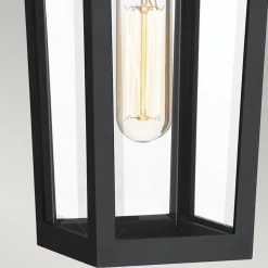 Außenwandlampe Schwarz E27 IP44 H: 37 cm Rustikal