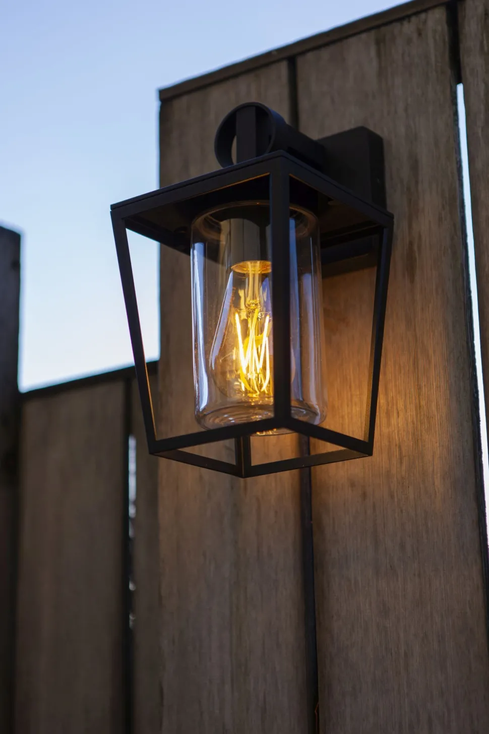 Außenwandleuchte Aluminium Glas H:28,8 cm IP44 Schwarz