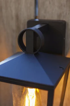 Außenwandleuchte Aluminium Glas H:28,8 cm IP44 Schwarz