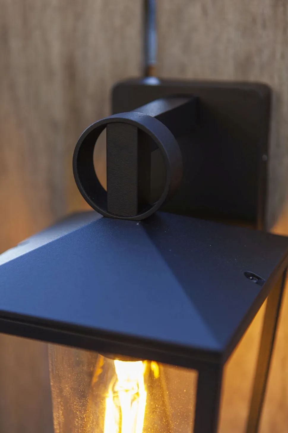 Außenwandleuchte Aluminium Glas H:28,8 cm IP44 Schwarz