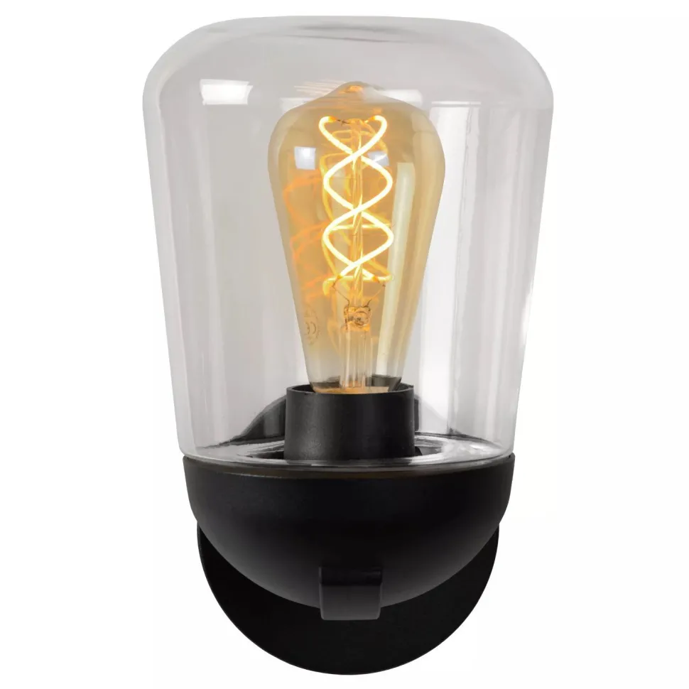 Außenwandleuchte Aluminium Glas Schwarz IP44 E27 Garten