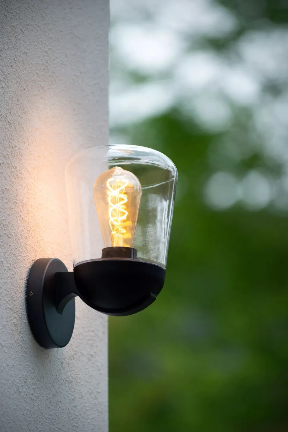 Außenwandleuchte Aluminium Glas Schwarz IP44 E27 Garten