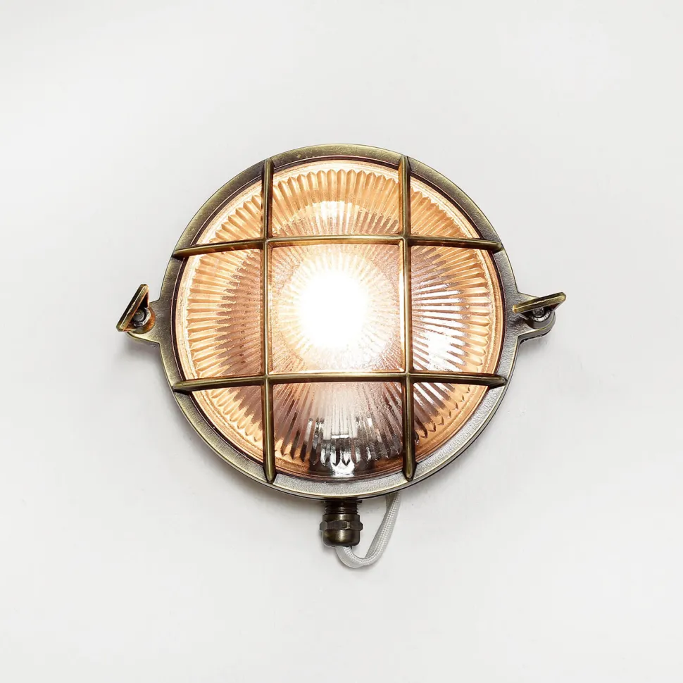 Außenwandleuchte Antik Echt Messing Käfigschirm