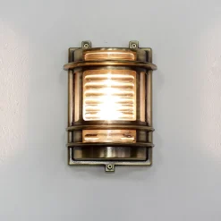 Außenwandleuchte aus Messing Antik halbrund GRACIA