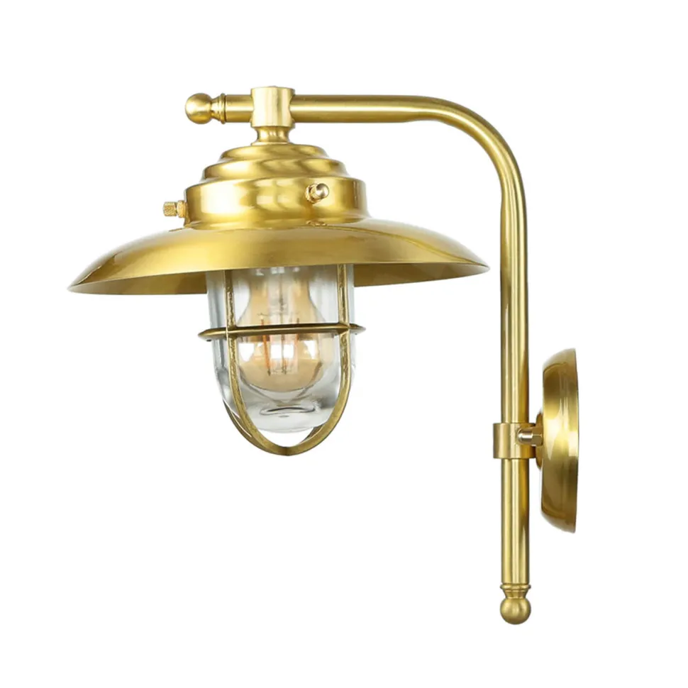 Außenwandleuchte 30cm hoch Messing Haus Maritim IP43