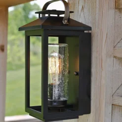 Außenwandleuchte E27 35,5 cm hoch IP44 Schwarz