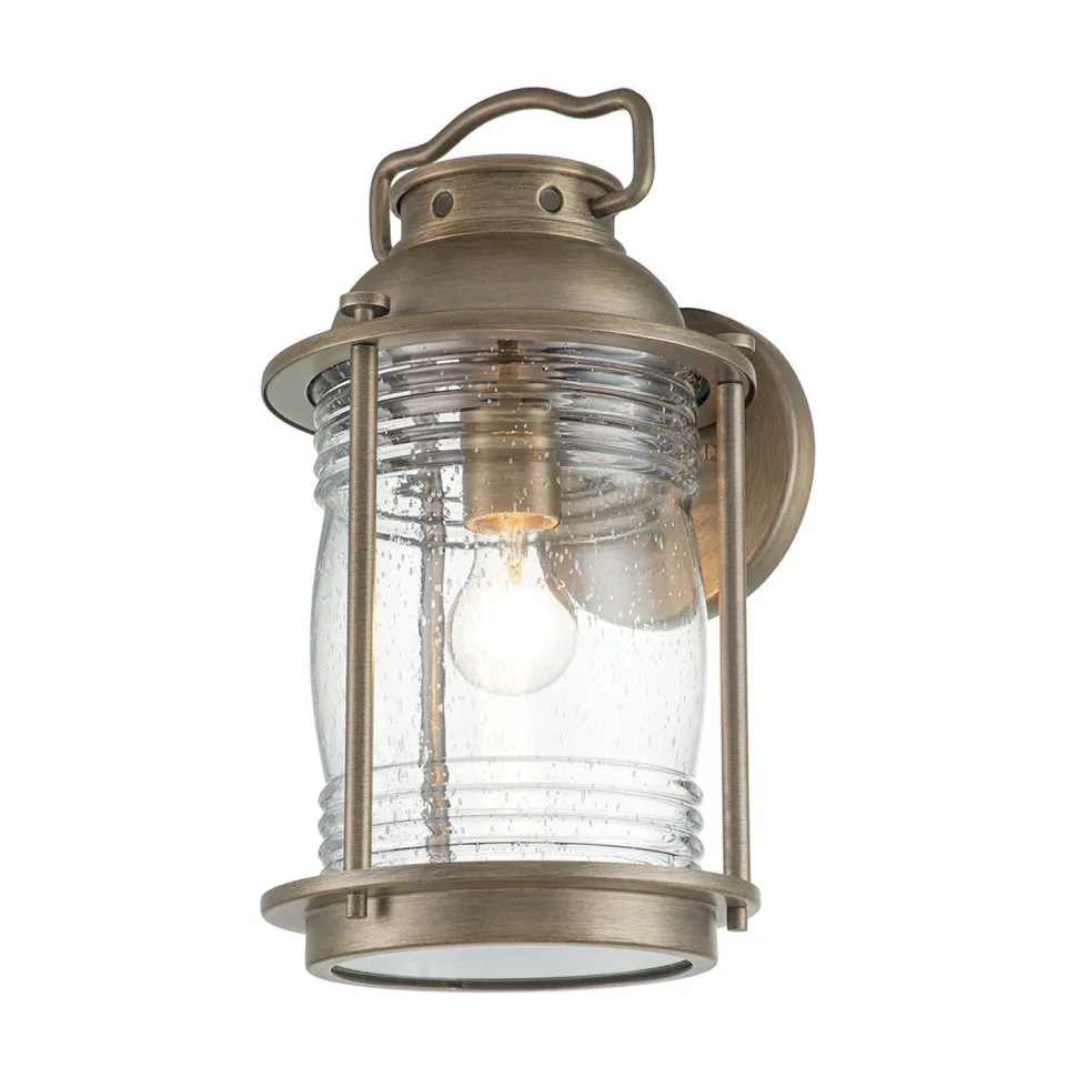 Außenwandleuchte E27 IP44 40,4 cm hoch Vintage Glas Alum