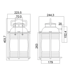 Außenwandleuchte E27 IP44 40,4 cm hoch Vintage Glas Alum
