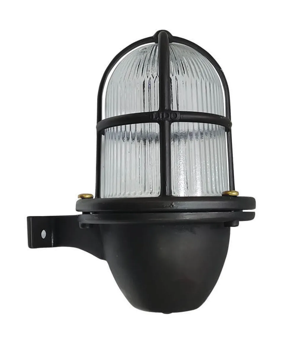 Außenwandleuchte Echt-Messing Glas E27 IP64 H: 22 cm