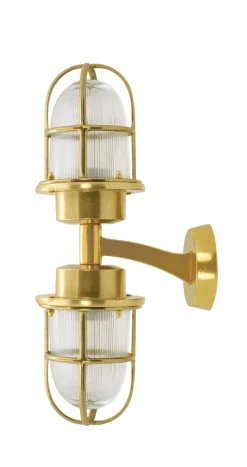 Außenwandleuchte Echt-Messing Glas E27 IP64 H: 42 cm