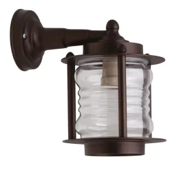 Außenwandleuchte Glas Echt-Messing E27 IP23 H: 24 cm