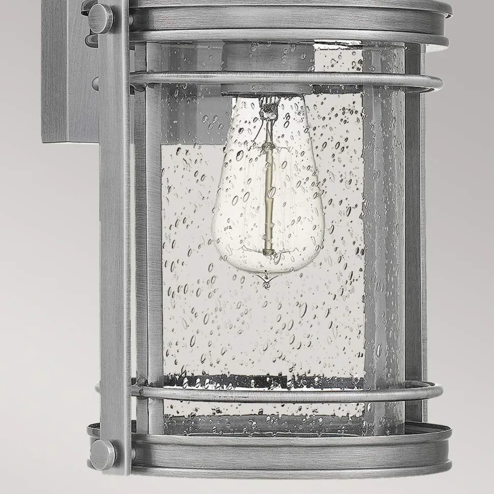 Außenwandleuchte H: 38,2 cm IP44 E27 Aluminium Regenglas