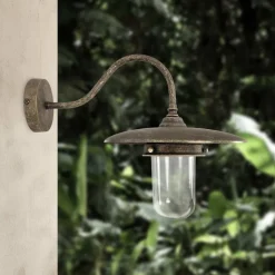 Außenwandleuchte in Bronze Antik matt IP44 E27 Messing