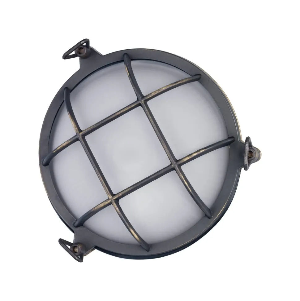 Außenwandleuchte IP44 Ø 25 cm Maritim Echt-Messing Glas