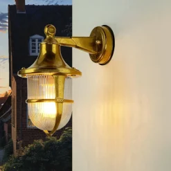 Außenwandleuchte Maritim Rustikal aus Messing Glas