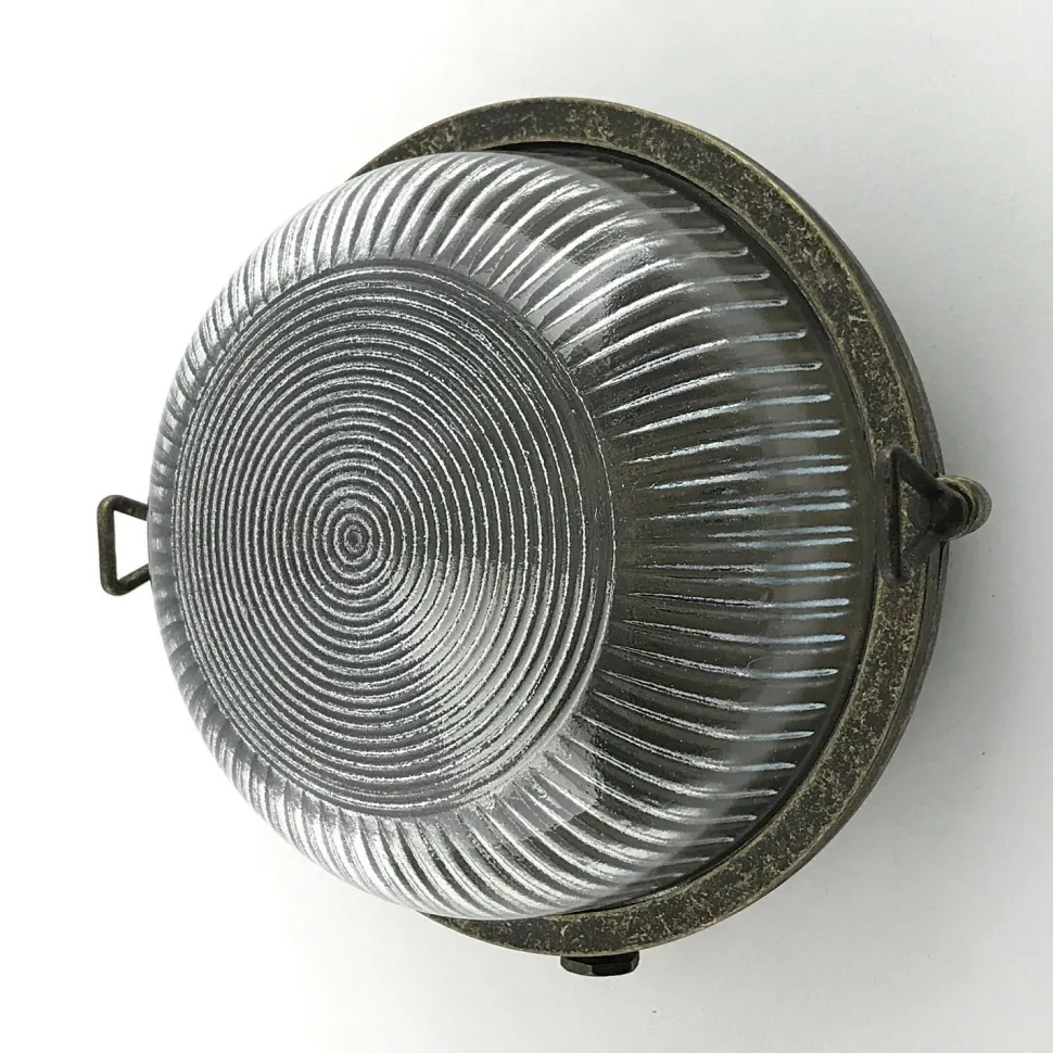 Außenwandleuchte Messing Glas D: 17,5 cm IP64 E27 rund