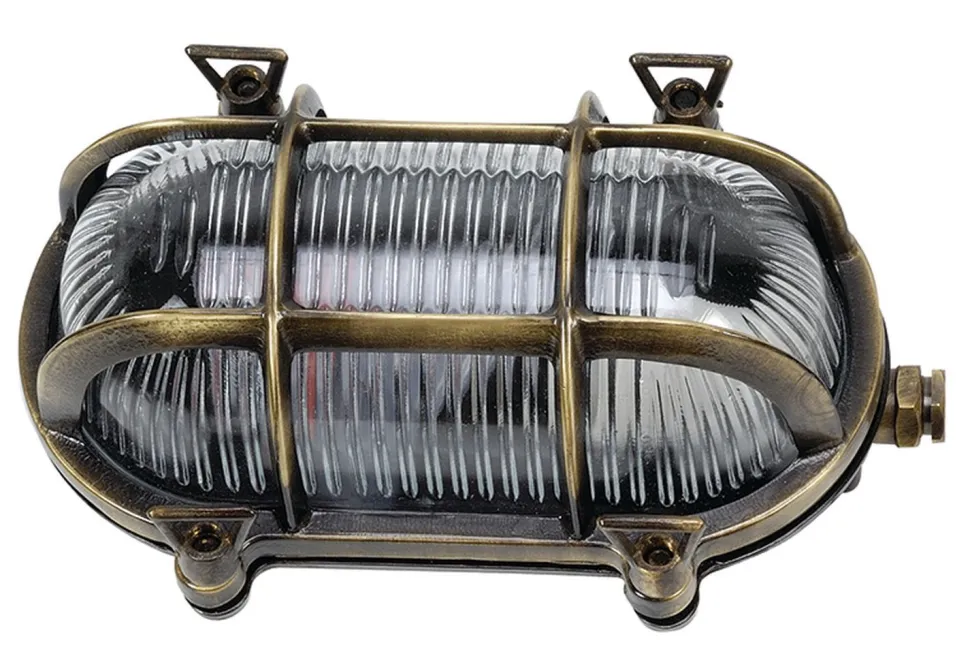 Außenwandleuchte Messing Maritim oval IP64 rostfrei