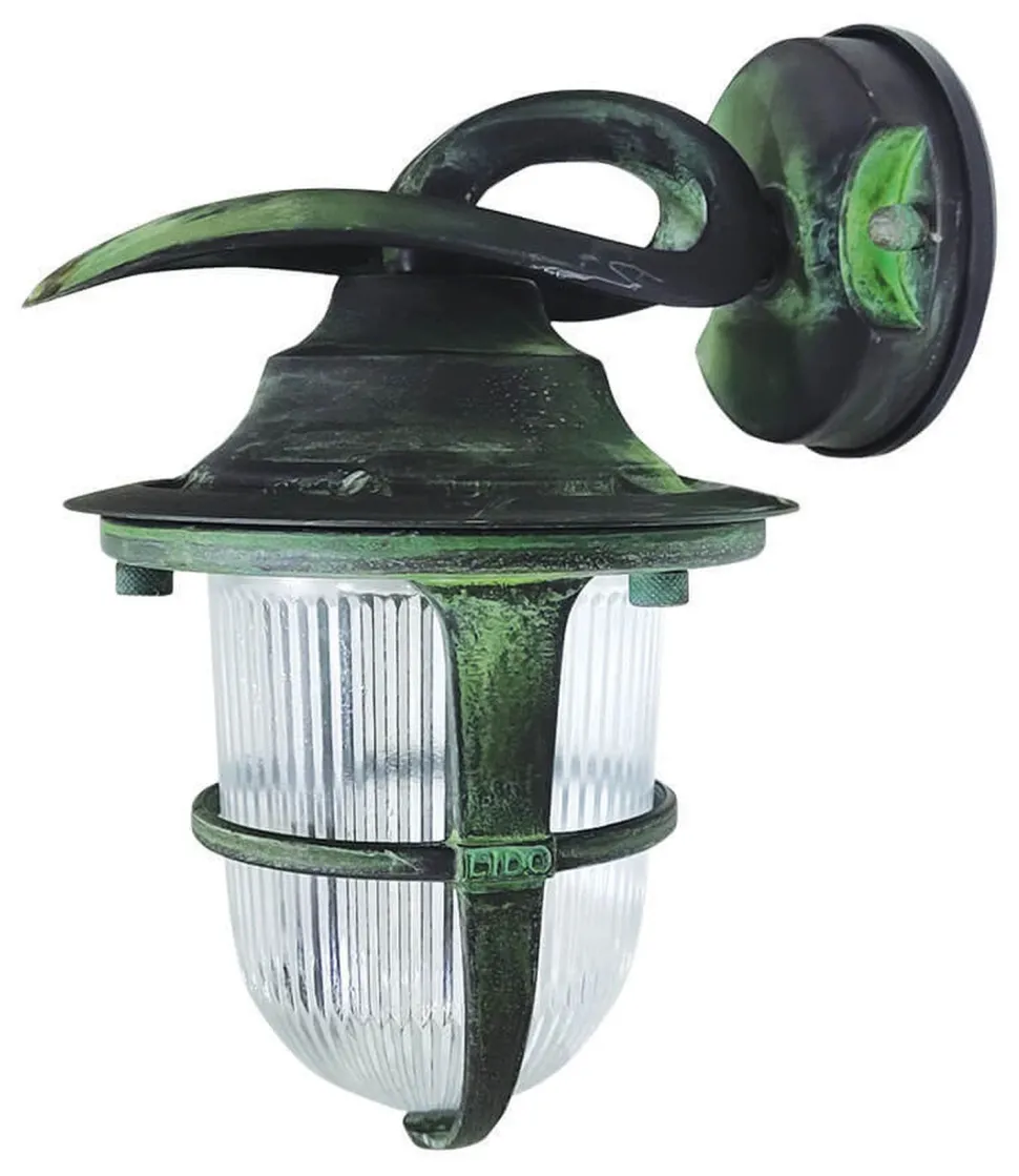 Außenwandleuchte Messing massiv Glas E27 IP64 H: 24 cm KORFU