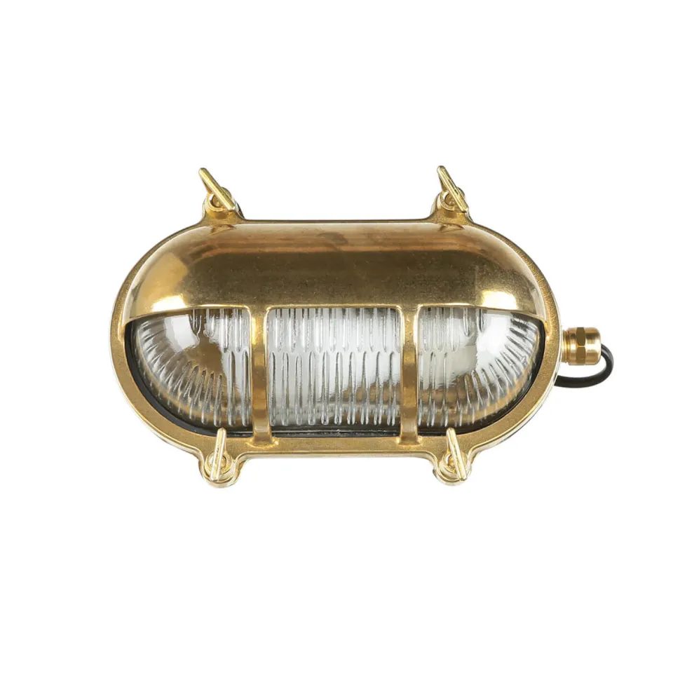 Außenwandleuchte Messing oval IP64 Maritim Haustür